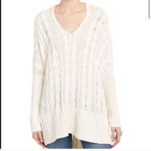 Free People Ivory Cable Knit Sweater Tunic
